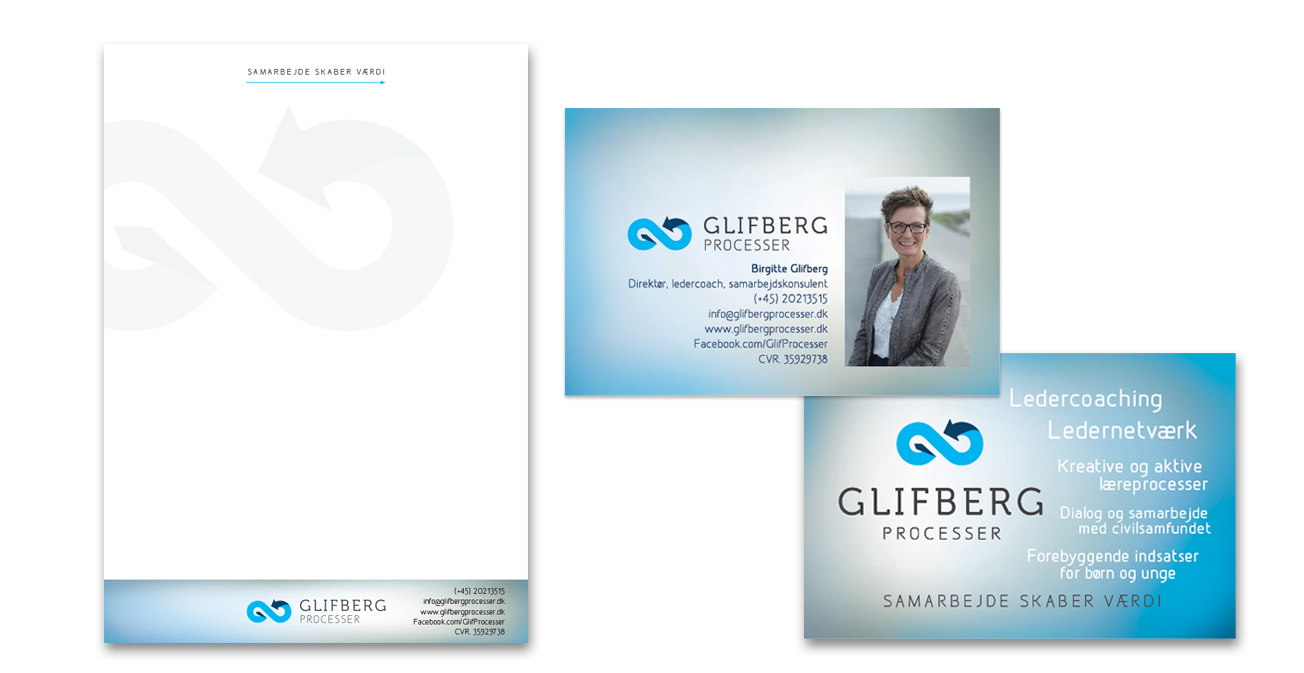 Glifberg Processer grafisk identitet visitkort og brevpapir af Stylize